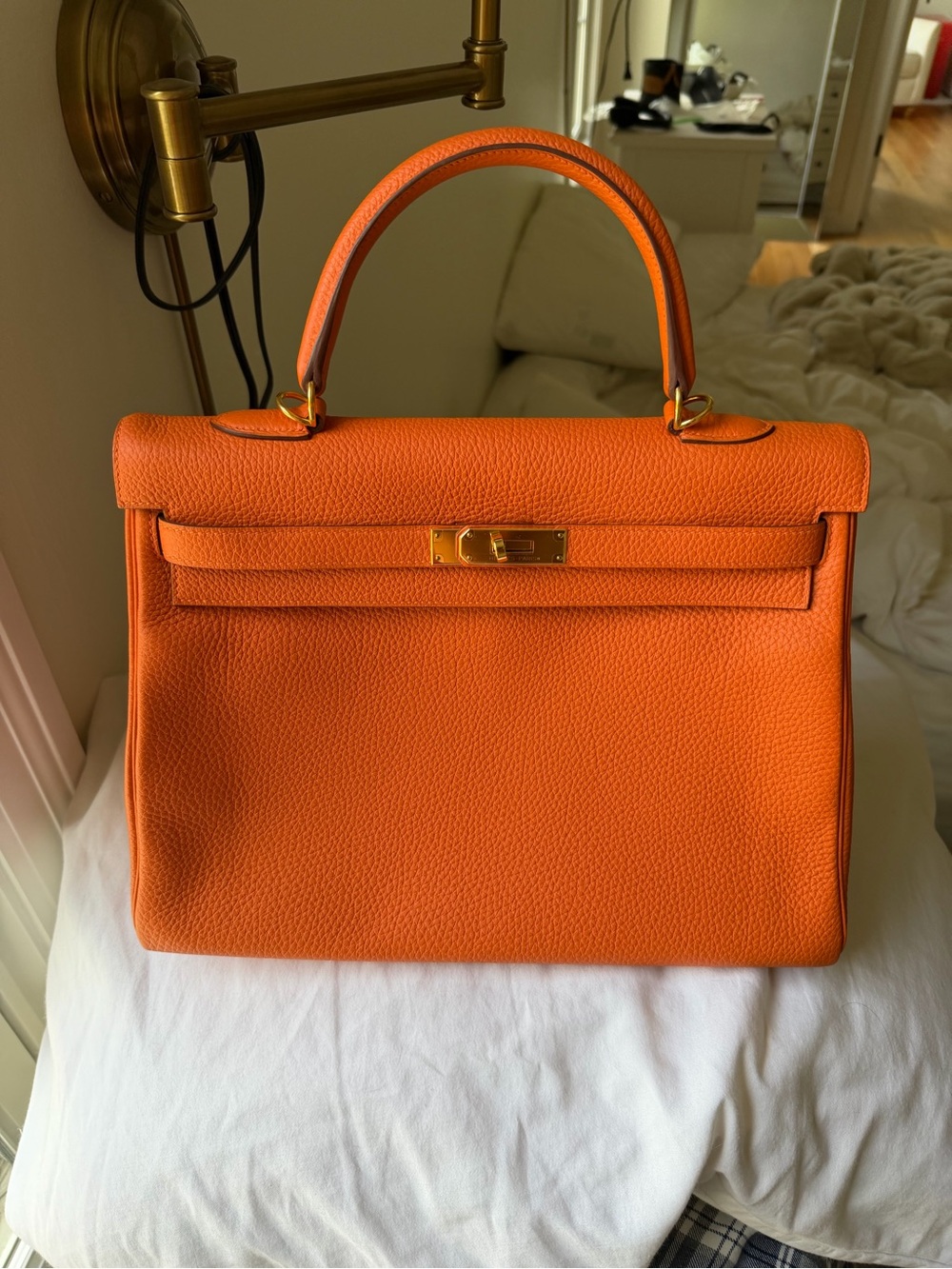 Hermes Orange H Togo Kelly 35